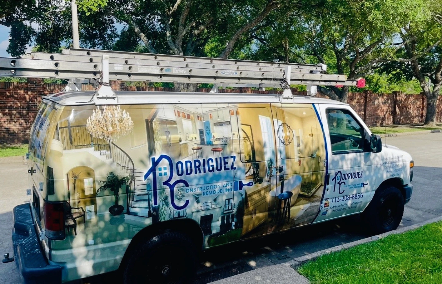C Rodriguez Construction branded work van