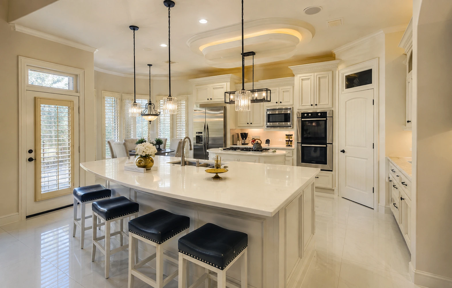 Completed bright white kitchen after renovation